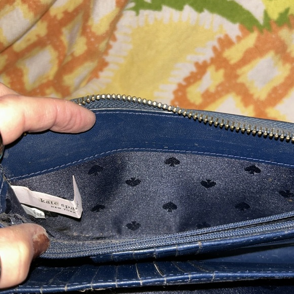 Kate Spade pebbled navy leather zip wallet large - Picture 6 of 9